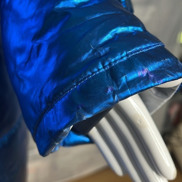 Champion Sz L NASA USA Metallic Blue Hooded Puffer Jacket Limited Edition - Picture 9 of 15